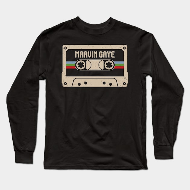 Marvin Gaye Vintage Cassette Tape Long Sleeve T-Shirt by Horton Cyborgrobot